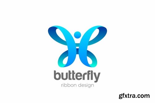 Butterfly Logo abstract design Ribbon style