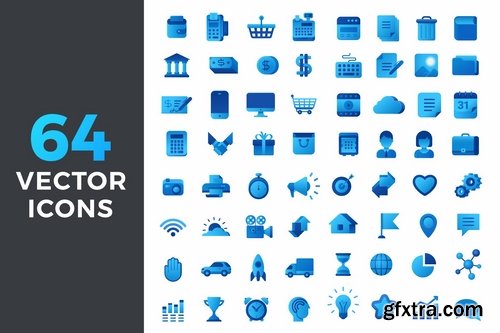 Vector Icons Flat Blue style