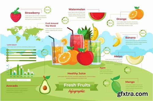 Fresh Fruit Infographic PSD and AI Vector Template