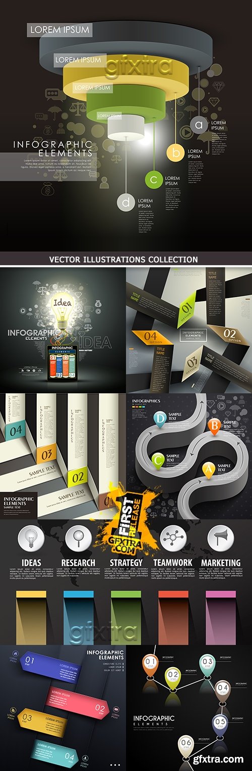 Business infographics options elements collection 41