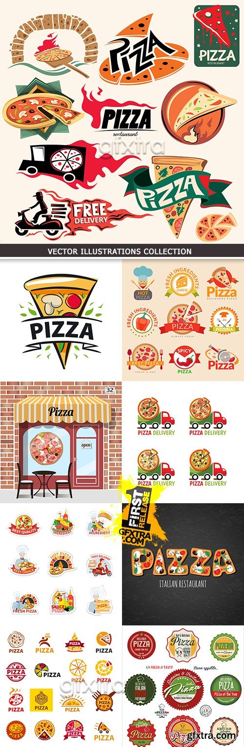 Pizza preparation and delivery design logos