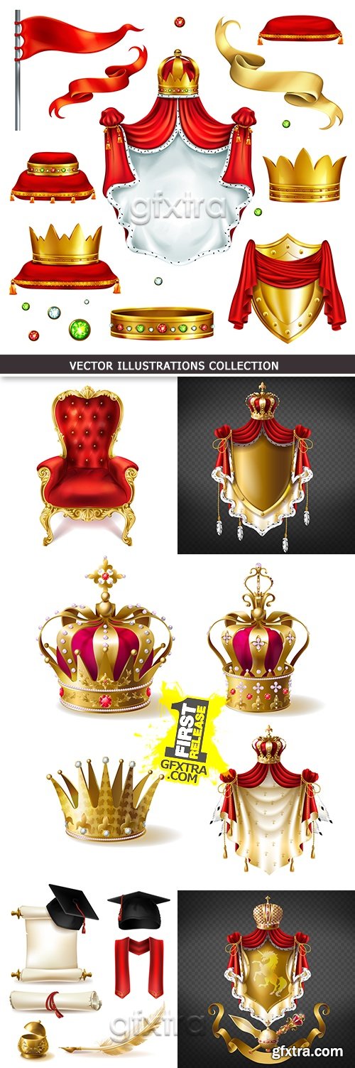 Royal crown heraldry medieval 3d realistic emblem