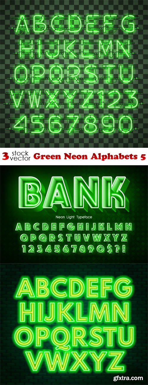 Vectors - Green Neon Alphabets 5