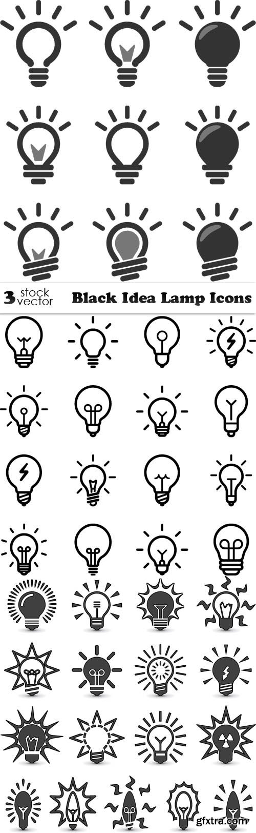 Vectors - Black Idea Lamp Icons