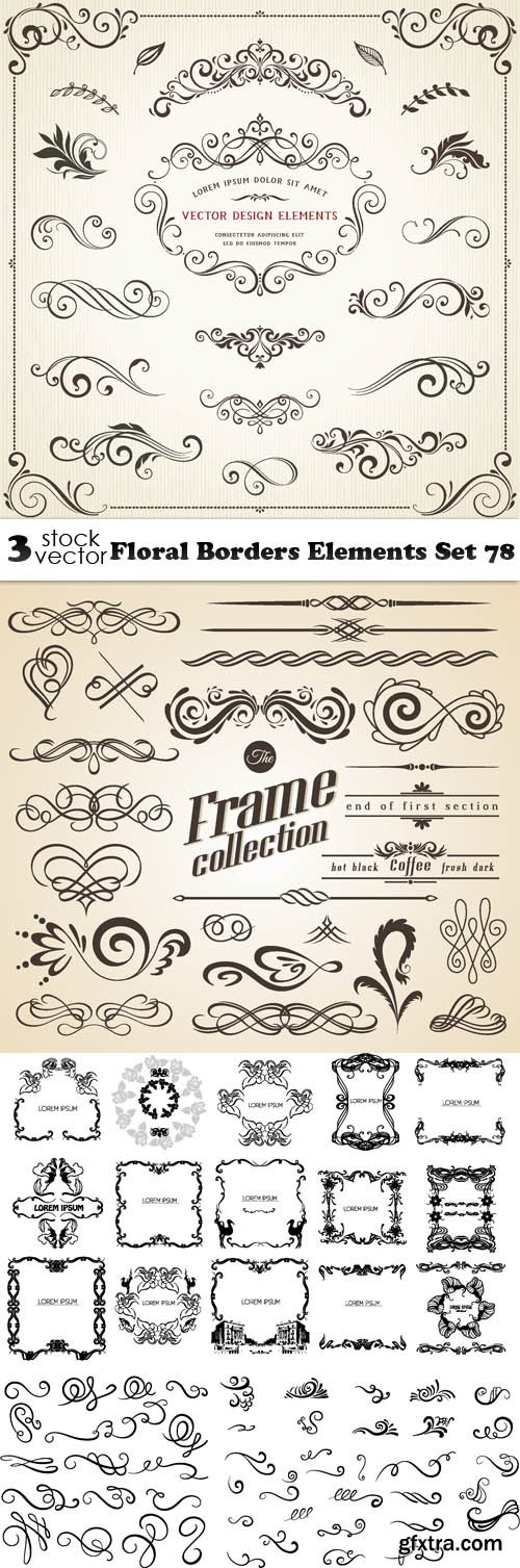 Vectors - Floral Borders Elements Set 78