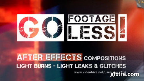 Videohive Go Footageless! - Light Burns & Glitch AE comps 8390543