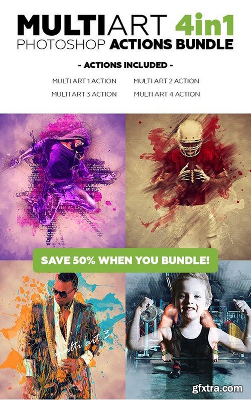 Graphicriver - Multiart 4in1 Photoshop Actions Bundle 21011936