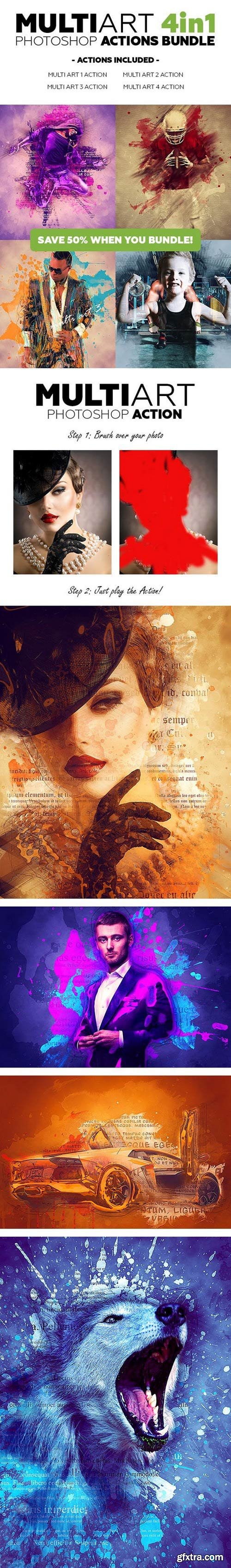 Graphicriver - Multiart 4in1 Photoshop Actions Bundle 21011936