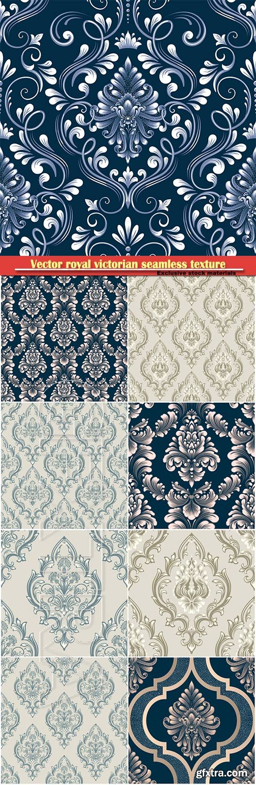 Vector royal victorian seamless texture, floral baroque template