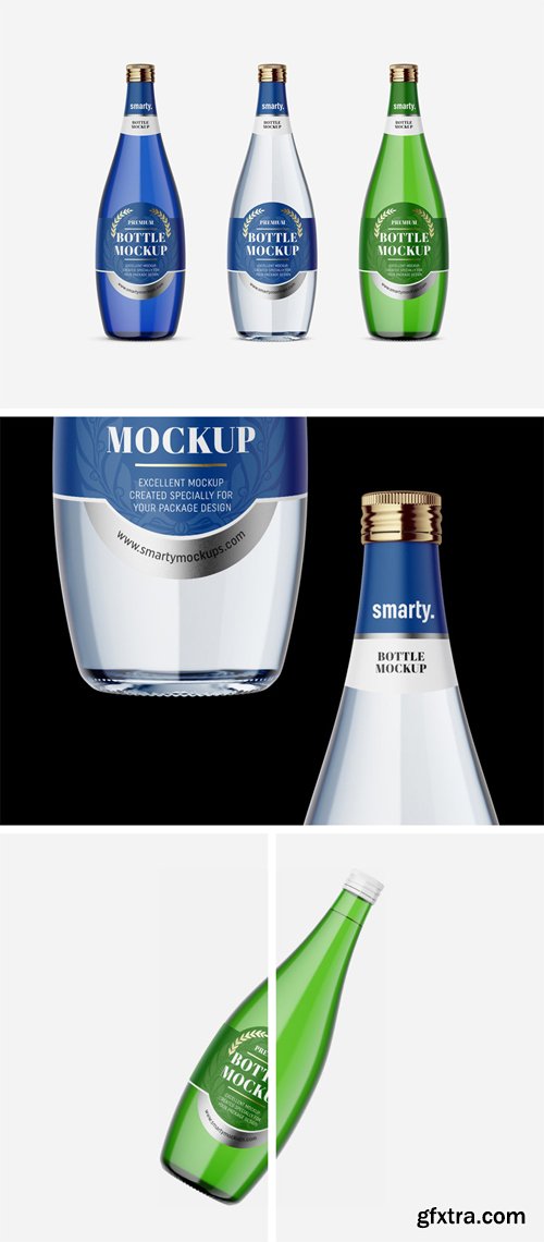 Glass Bottle PSD Mockups Set