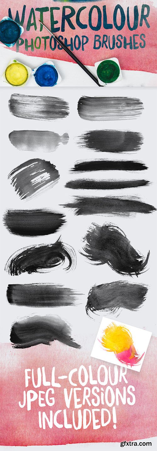 14 Watercolour Brushes for Photoshop