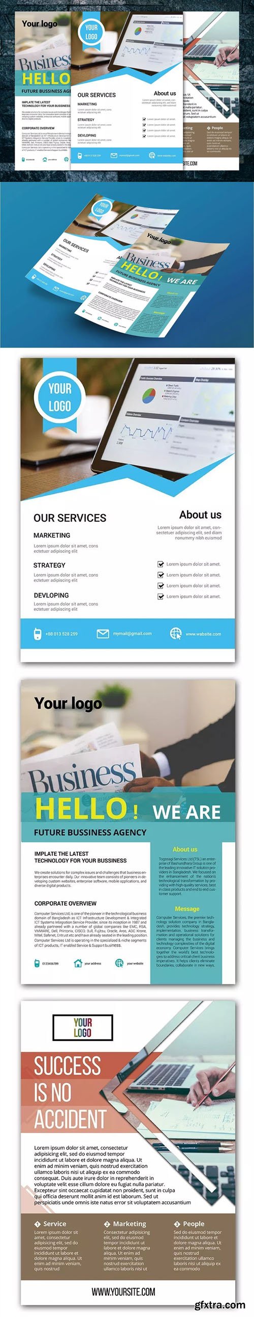 3 Minimal Corporate Flyers PSD Templates