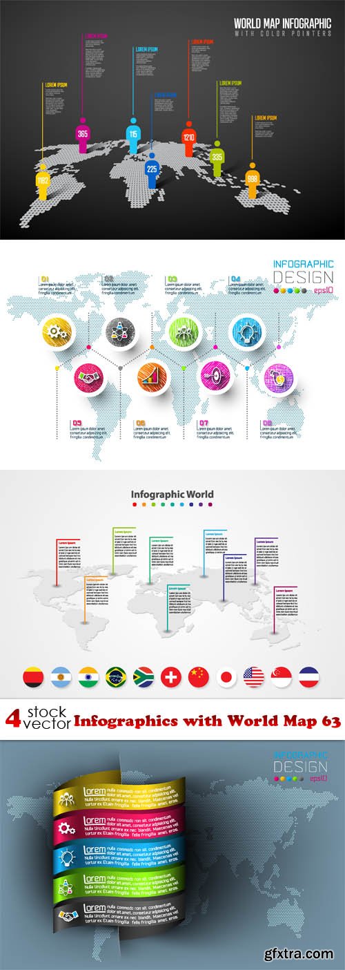 Vectors - Infographics with World Map 63