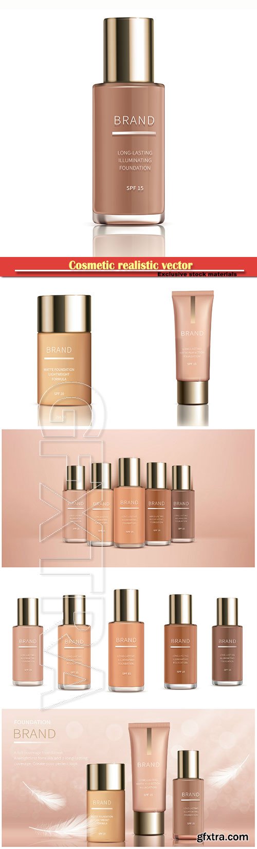 Cosmetic realistic vector, foundation for perfect makeup, decorative cosmetics, colorstay foundation