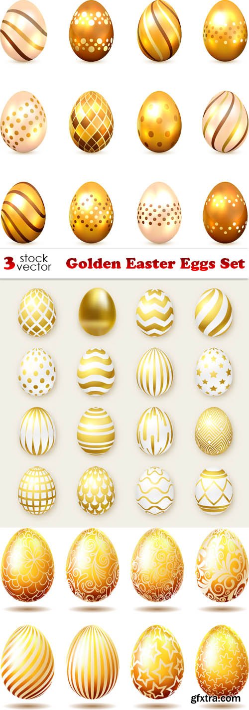 Vectors - Golden Easter Eggs Set