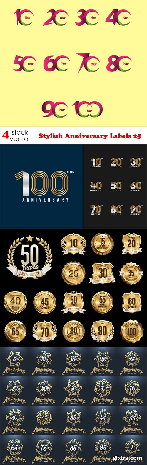 Vectors - Stylish Anniversary Labels 25