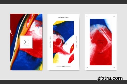 Colorful abstract art banner template vector set