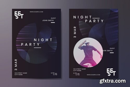 Night party poster design vector set