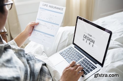 A man working with a laptop mockup