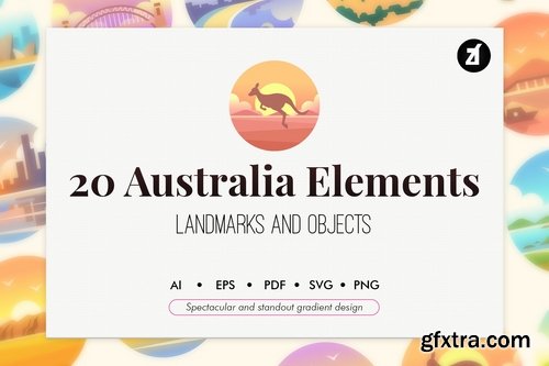 20 Australia elements in Gradient design