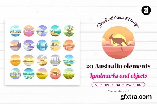 20 Australia elements in Gradient design