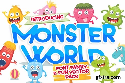 CM - Monster World font & Fun Vector Pack 3590090