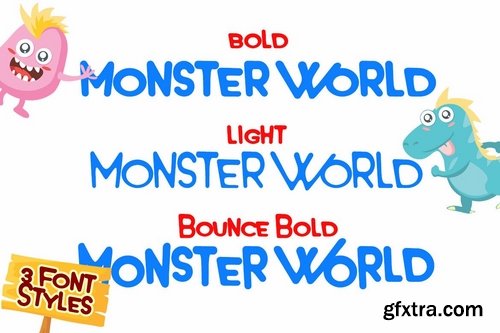 CM - Monster World font & Fun Vector Pack 3590090