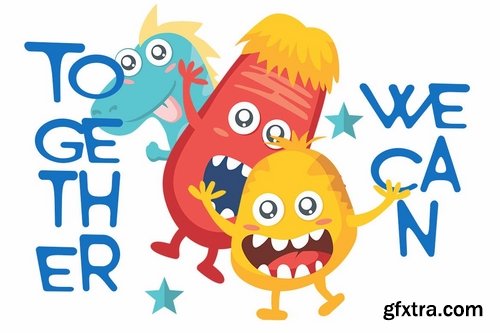 CM - Monster World font & Fun Vector Pack 3590090