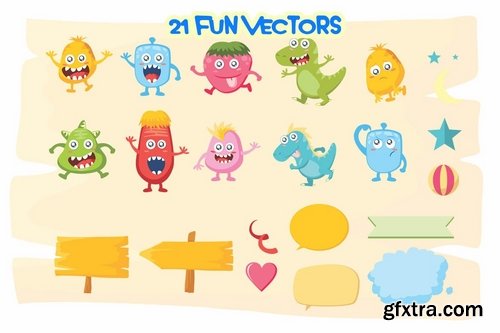 CM - Monster World font & Fun Vector Pack 3590090