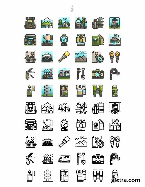 30 Camping and Backpacker Icons