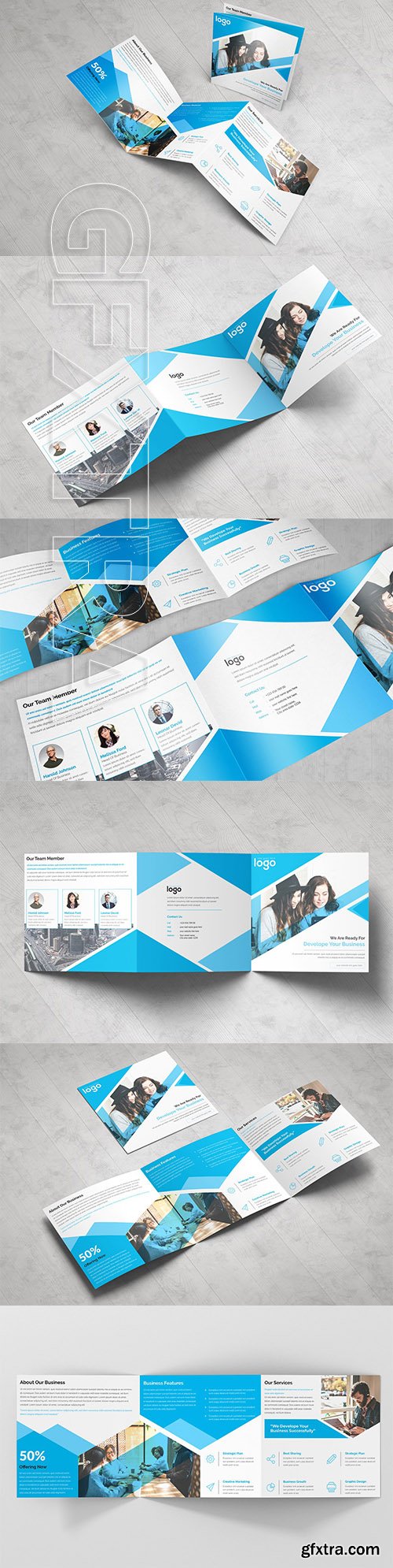 CreativeMarket - Corporate Square Tri Fold Brochure 3378956