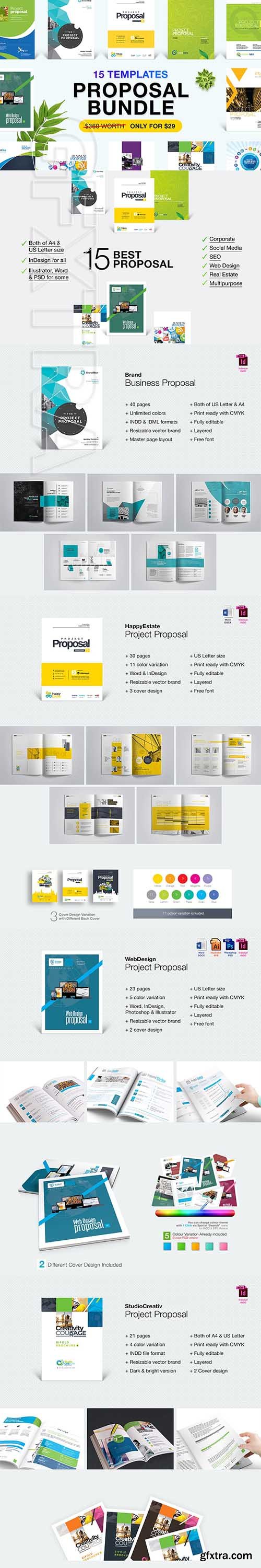 CreativeMarket - Business Proposal Bundle 15 in 1 3438432