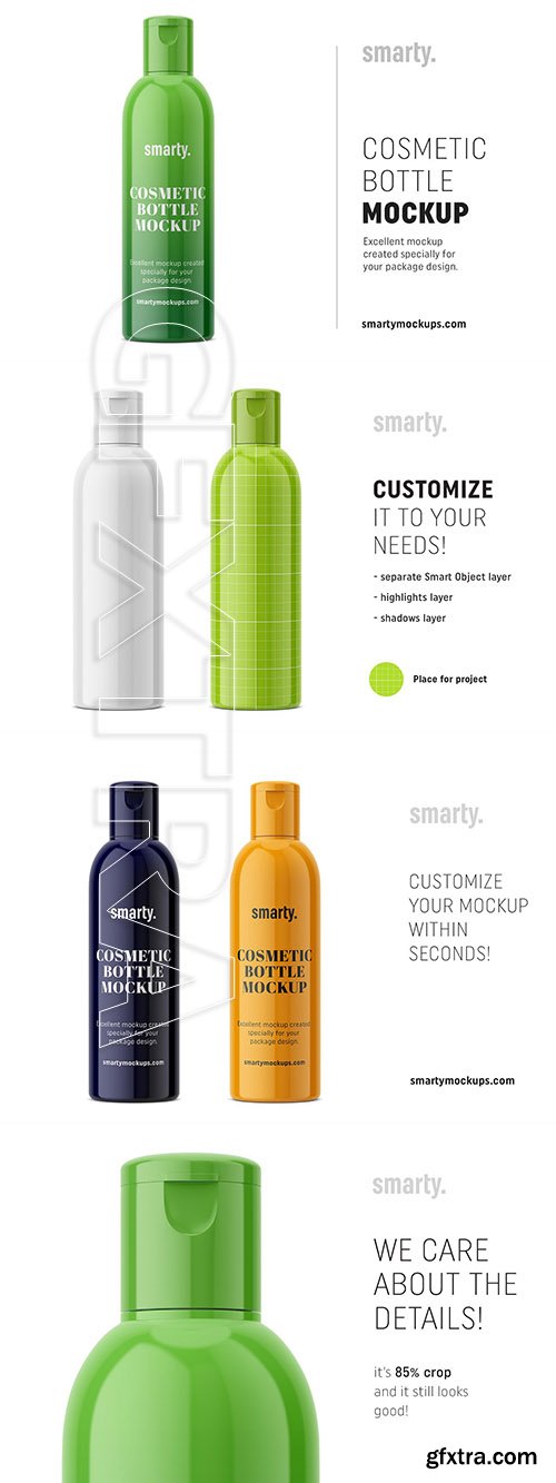 CreativeMarket - Glossy cosmetic bottle mockup 3384751