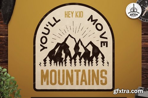 Retro Mountains Badge Vintage Travel Logo Patch