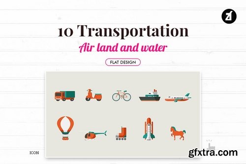 10 Transportation elements in flat design