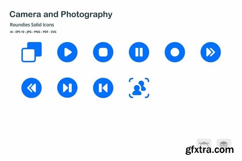 Camera and Photography Roundies Solid Glyph Icons