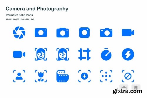 Camera and Photography Roundies Solid Glyph Icons