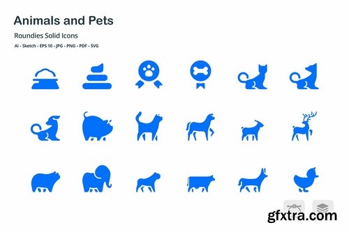 Animals and Pets Roudies Solid Glyph Icons