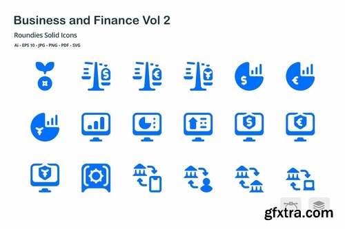 Business and Finance Roundies Solid Glyph Icons