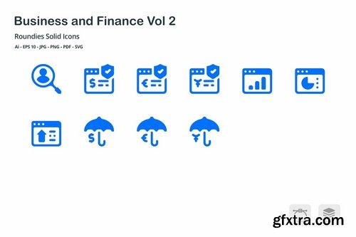 Business and Finance Roundies Solid Glyph Icons