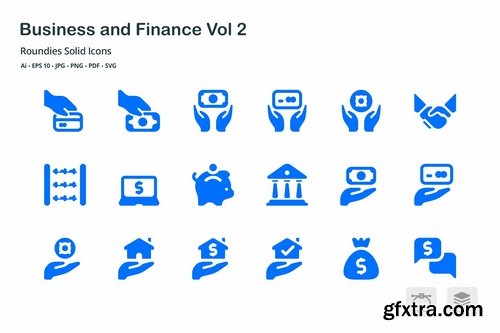 Business and Finance Roundies Solid Glyph Icons