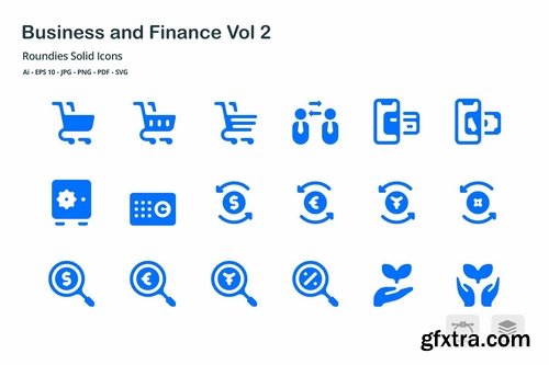 Business and Finance Roundies Solid Glyph Icons