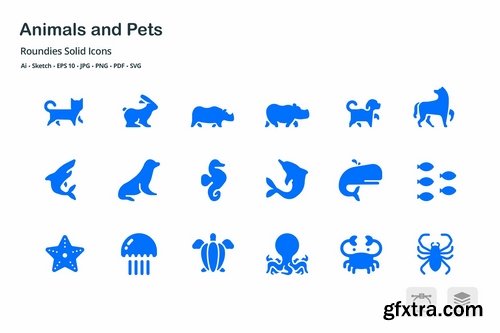 Animals and Pets Roudies Solid Glyph Icons