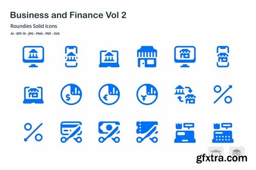 Business and Finance Roundies Solid Glyph Icons