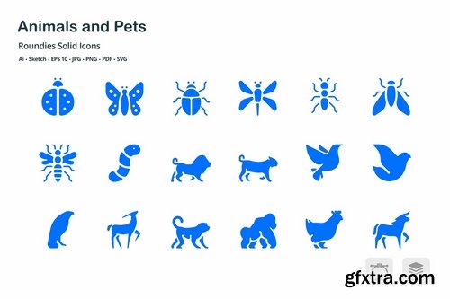 Animals and Pets Roudies Solid Glyph Icons