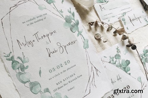 Watercolor Eucalyptus Wedding Suite