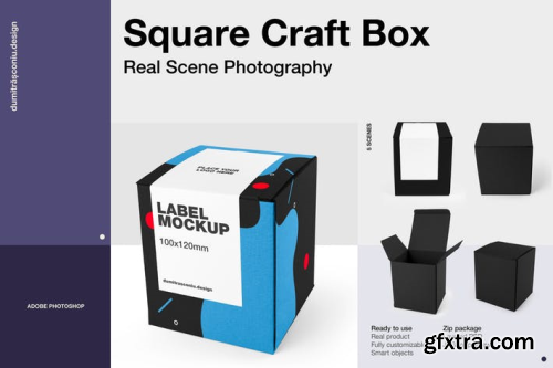 Square Craft Box Mockup