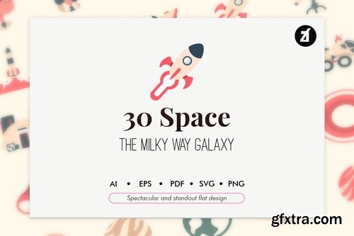 30 Space elements in flat design