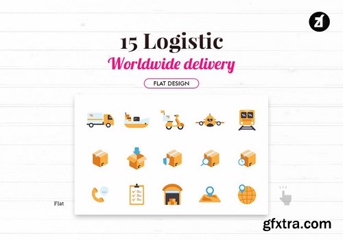 15 Logistic elements in flat design