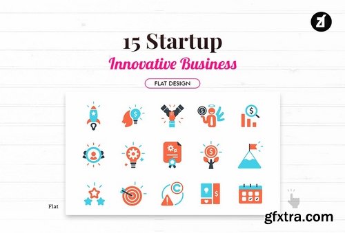 15 Startup elements in flat design